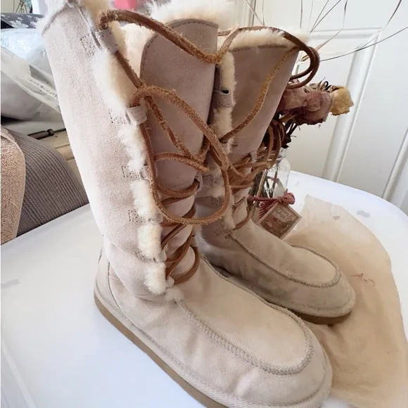 UGG Uptown III Authentic Tularosa Tall Lace-Up Shearling Boots