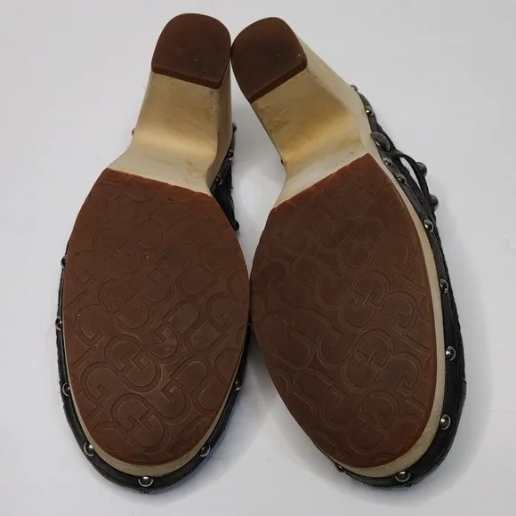 UGG Women's Abbie Studded Wooden Platform Slip On Leather Mule Clog Shoes US 11