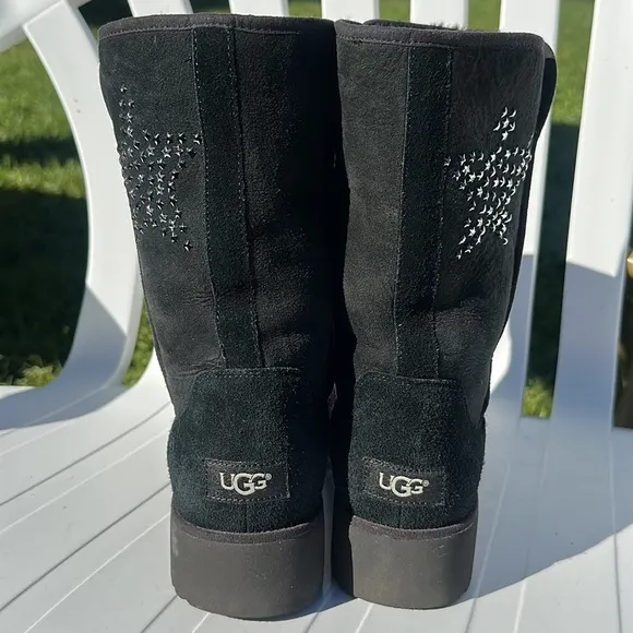 UGG Women’s Suede Faux Fur Snow Boots Size 9.5 Black