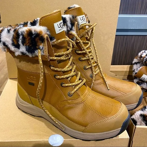 UGG | Zaylee Leopard Snow Boots Chestnut Brown NEW