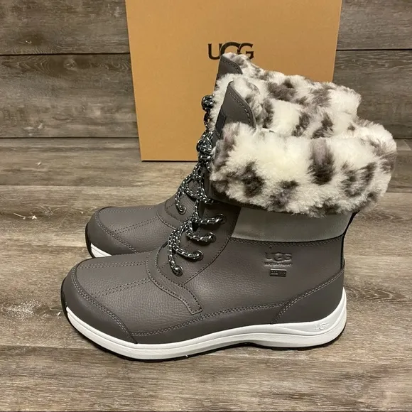 UGG | Zaylee Leopard Snow Boots In Charcoal Grey Size 6 NEW In Box