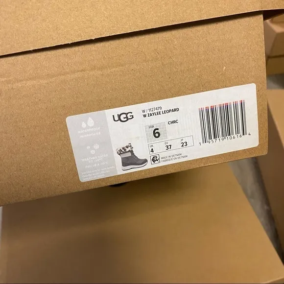 UGG | Zaylee Leopard Snow Boots In Charcoal Grey Size 6 NEW In Box