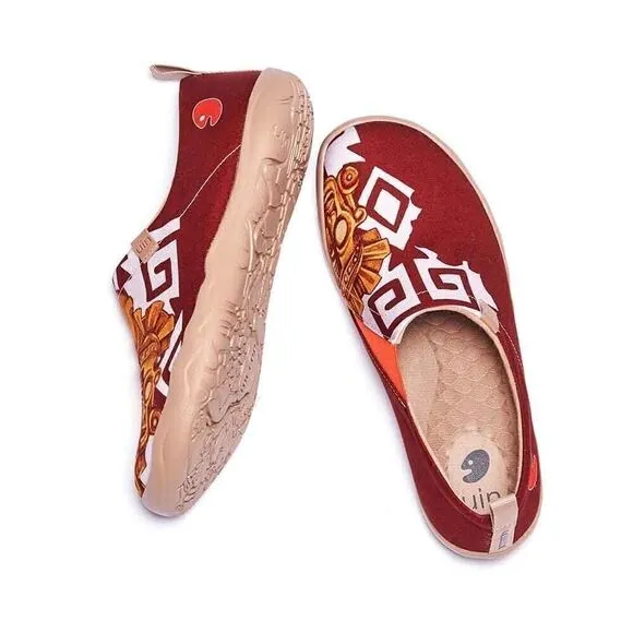 UIN Men's Walking Travel Shoes Canvas Casual Comfort Loafers (Mayan Totem)