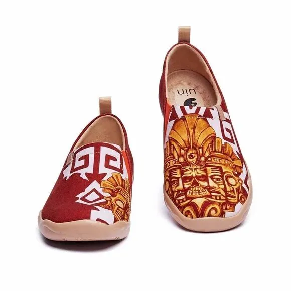 UIN Men's Walking Travel Shoes Canvas Casual Comfort Loafers (Mayan Totem)