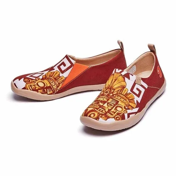 UIN Men's Walking Travel Shoes Canvas Casual Comfort Loafers (Mayan Totem)