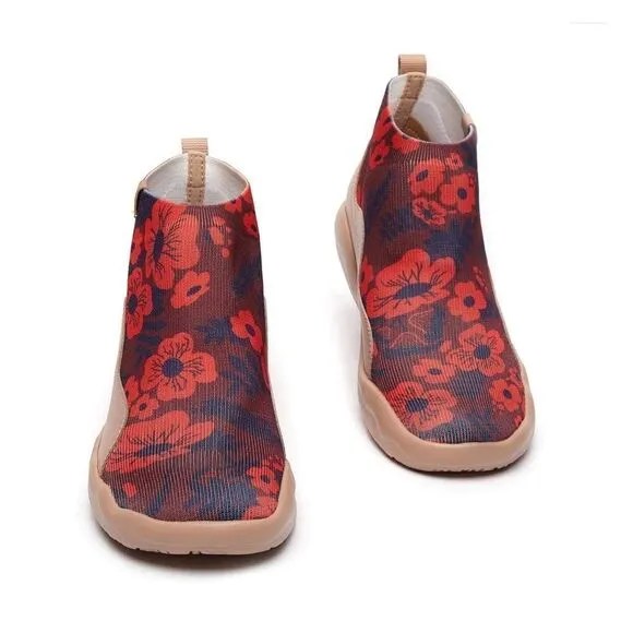 UIN Women's Shoes High Top Knitted Boots Sneaker (Belle De Nuit Red- Madrid II)