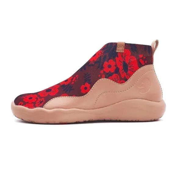 UIN Women's Shoes High Top Knitted Boots Sneaker (Belle De Nuit Red- Madrid II)