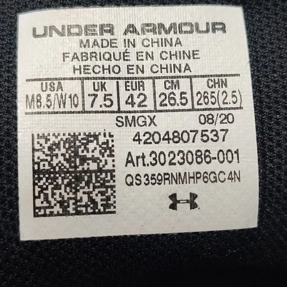 Under Armour Sneakers Mens 8.5 Embiid 1 One Origin Shoes Black Steel Mid HOVR