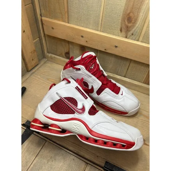 US9.5 Nike Flight Shox Basketball Shoes White/Red 309182-161 Rare EU43
