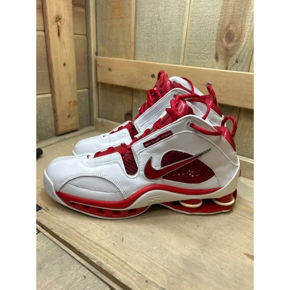 US9.5 Nike Flight Shox Basketball Shoes White/Red 309182-161 Rare EU43