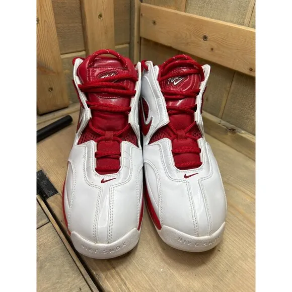 US9.5 Nike Flight Shox Basketball Shoes White/Red 309182-161 Rare EU43