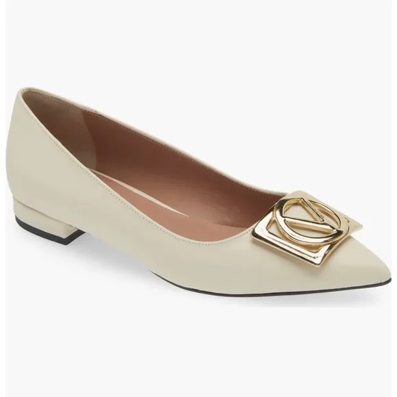 VALENTINO BY MARIO VALENTINO Flora Logo Buckle Pointed ToeFlat Women size 8
