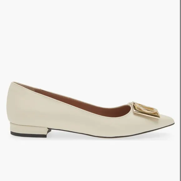 VALENTINO BY MARIO VALENTINO Flora Logo Buckle Pointed ToeFlat Women size 8