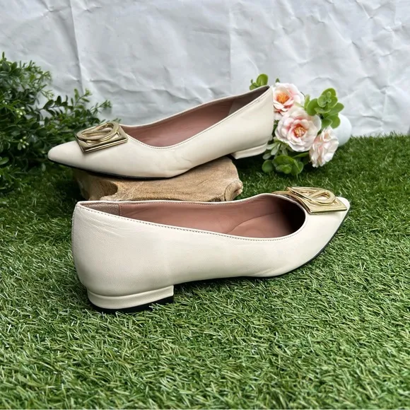 VALENTINO BY MARIO VALENTINO Flora Logo Buckle Pointed ToeFlat Women size 8