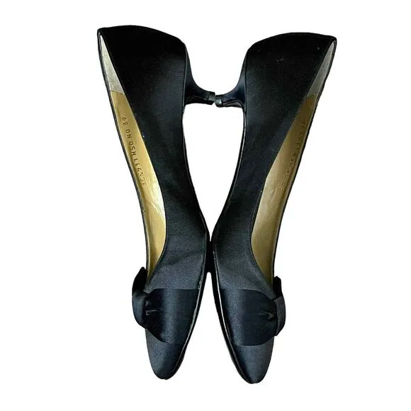 Valentino Garavani Kitten Bow Heels Toe Slip On Pumps Black Shoes 39 Women