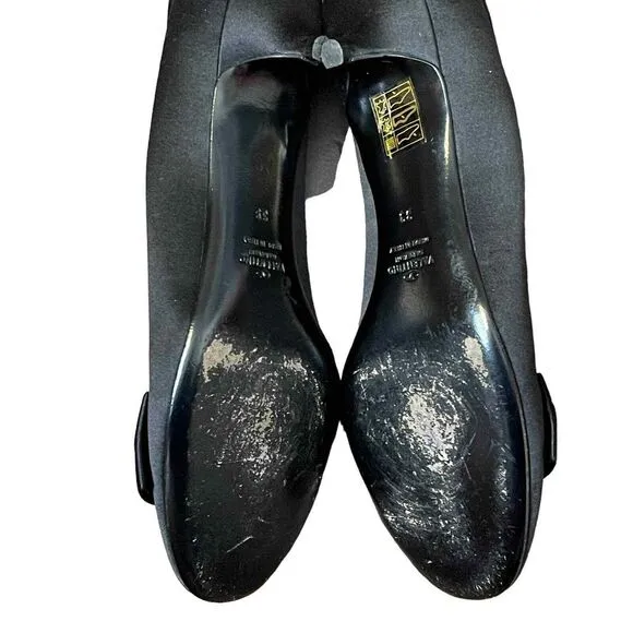 Valentino Garavani Kitten Bow Heels Toe Slip On Pumps Black Shoes 39 Women