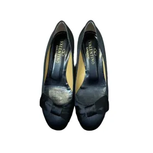 Valentino Garavani Kitten Bow Heels Toe Slip On Pumps Black Shoes 39 Women