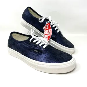 Vans Authentic Shoes Men's Size Low Top Skate Blue Cracked Leather VN0A5HZS9FK