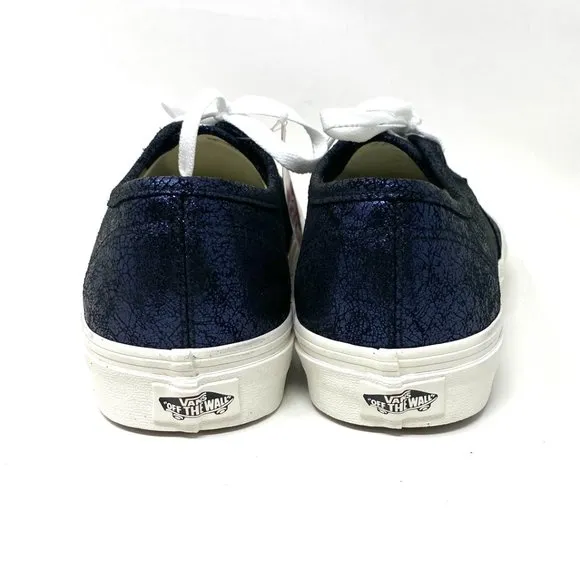 Vans Authentic Shoes Men's Size Low Top Skate Blue Cracked Leather VN0A5HZS9FK
