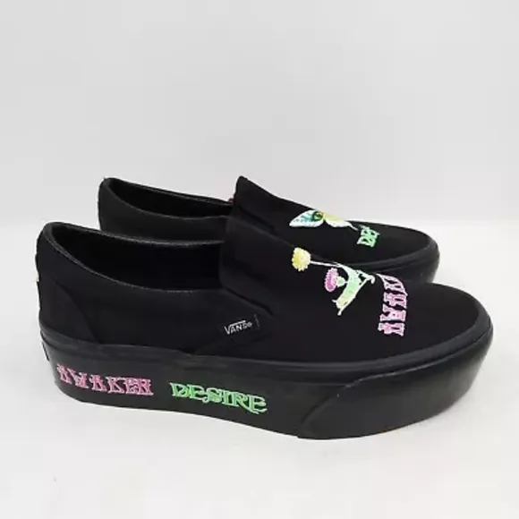Vans Black Slip-On Stackform Awaken Desire Glow in the Dark Men 7 Women's 8.5