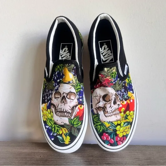 Vans Classic Slip On Unisex Fruit Skull Shoes Size 6.5 or 5 #449