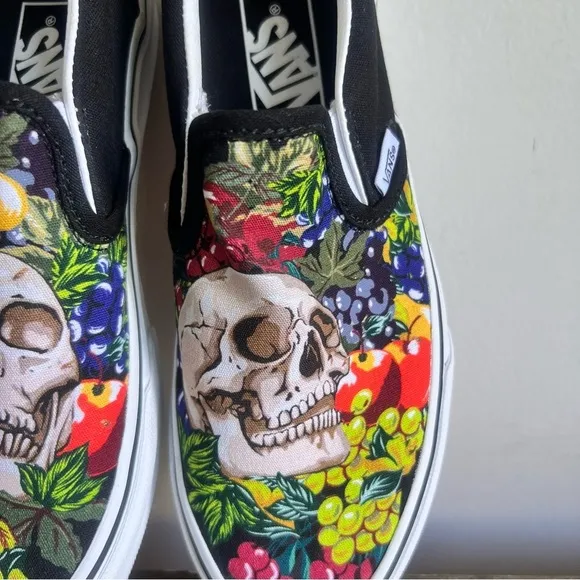 Vans Classic Slip On Unisex Fruit Skull Shoes Size 6.5 or 5 #449