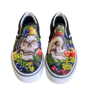 Vans Classic Slip On Unisex Fruit Skull Shoes Size 6.5 or 5 #449