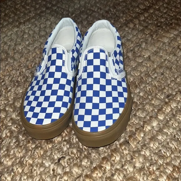 Vans Kids Blue Checkered Slip-On Shoes