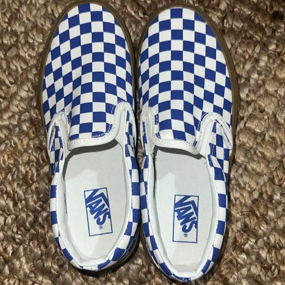 Vans Kids Blue Checkered Slip-On Shoes