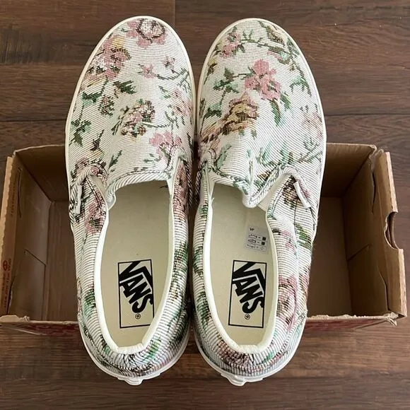vans slip on tapestry floral mashmall men size 9