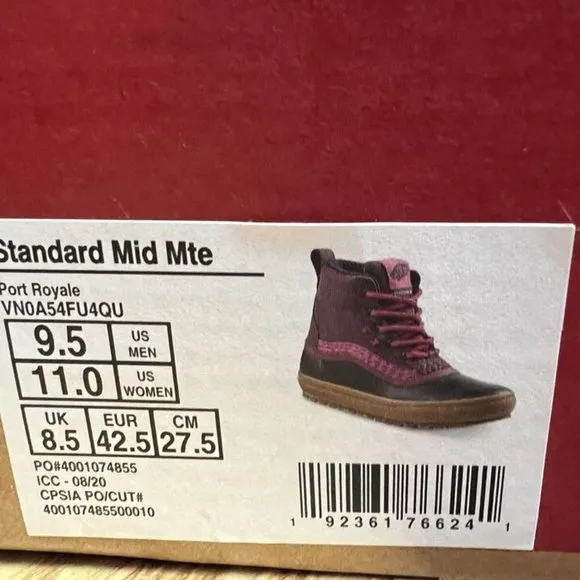 VANS Standard Mid MTE Snow Boots Mn’s 9.5/Wo’s 11