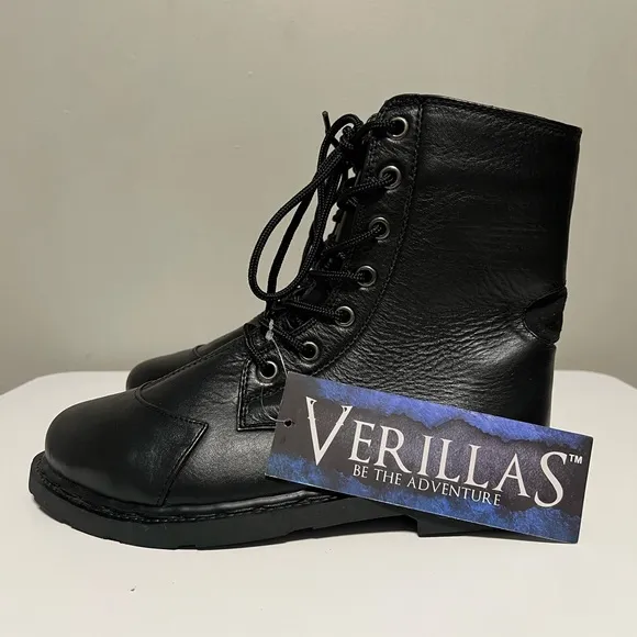 Verillas Rider Combat Boots Leather Black Men’s US 8 Wide