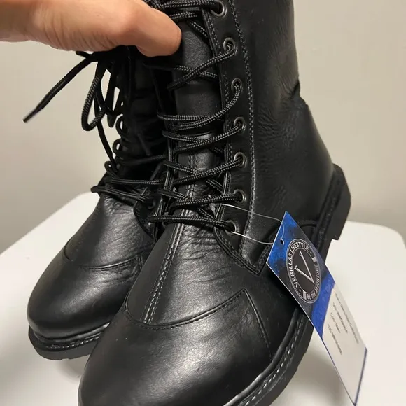 Verillas Rider Combat Boots Leather Black Men’s US 8 Wide