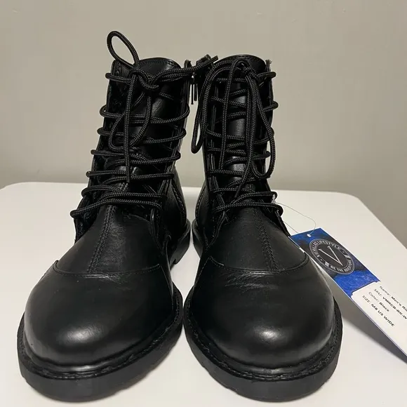 Verillas Rider Combat Boots Leather Black Men’s US 8 Wide