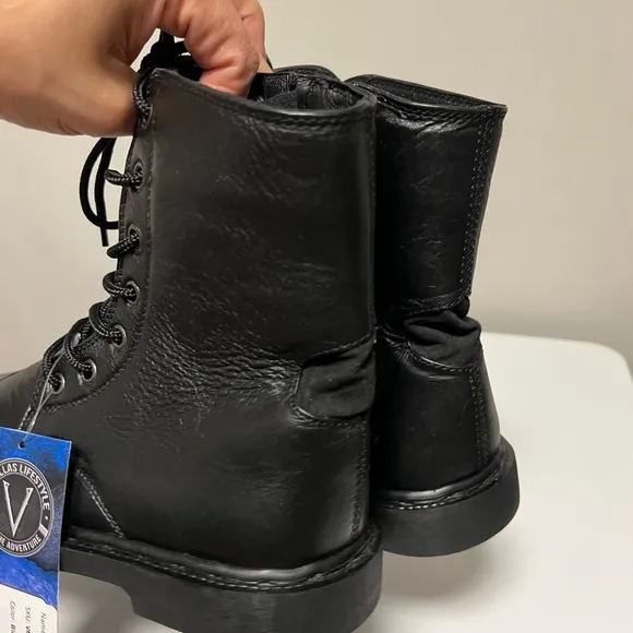 Verillas Rider Combat Boots Leather Black Men’s US 8 Wide