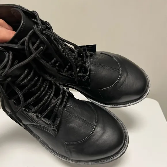 Verillas Rider Combat Boots Leather Black Men’s US 8 Wide