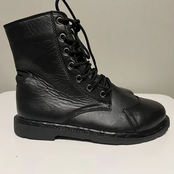 Verillas Rider Combat Boots Leather Black Men’s US 8 Wide