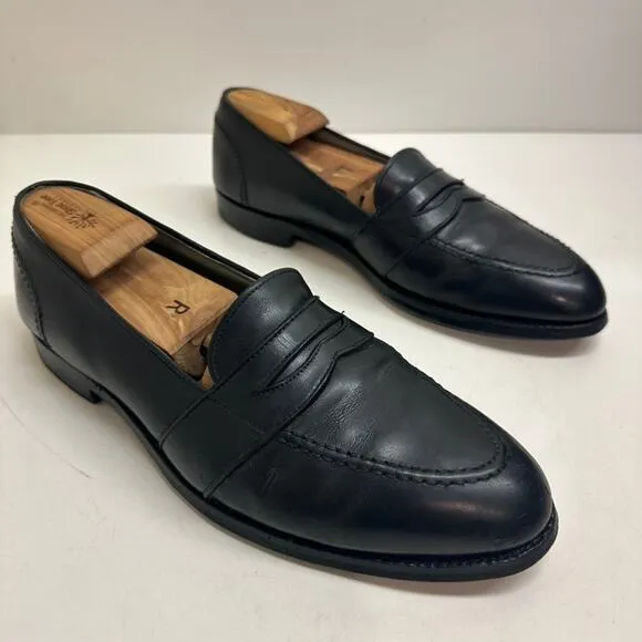 VERY GOOD Alden 681 Black Calf Full Strap Slip-On Penny Loafer 10.5 Narrow AA/B