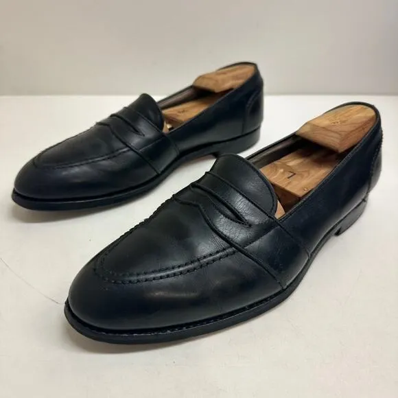 VERY GOOD Alden 681 Black Calf Full Strap Slip-On Penny Loafer 10.5 Narrow AA/B