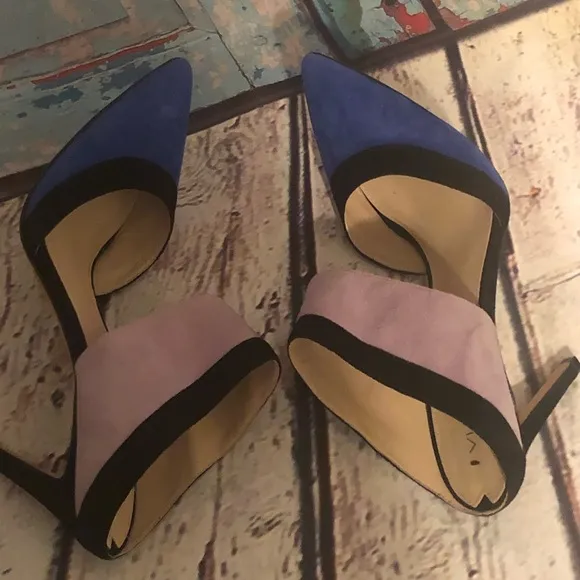 Via Spiga Womens Galena Pointed Toe Slip On Shoes Blue Sz 8.