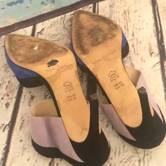Via Spiga Womens Galena Pointed Toe Slip On Shoes Blue Sz 8.