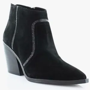 Vince Camuto Granda Suede Croc Print Trim Pointed Toe Ankle Bootie Boots Shoes