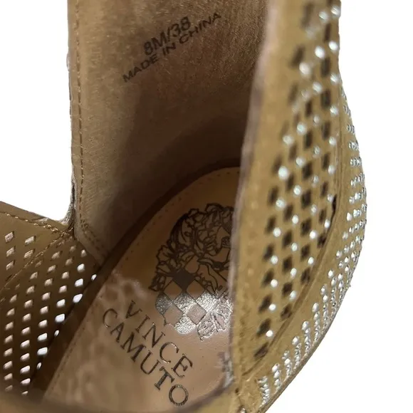 Vince Camuto Kiminni Open Toe Sparkle Leather Perforated  Bootie Womens Size‎ 8