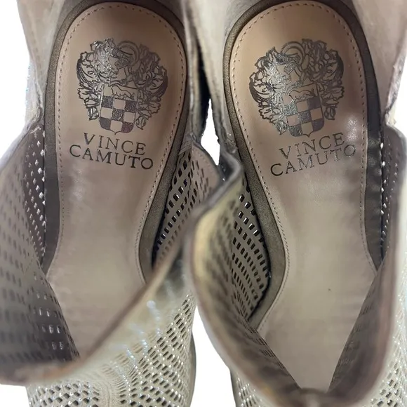 Vince Camuto Kiminni Open Toe Sparkle Leather Perforated  Bootie Womens Size‎ 8