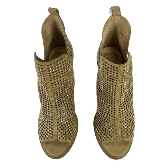 Vince Camuto Kiminni Open Toe Sparkle Leather Perforated  Bootie Womens Size‎ 8