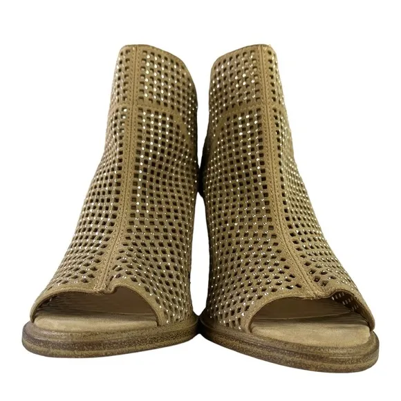 Vince Camuto Kiminni Open Toe Sparkle Leather Perforated  Bootie Womens Size‎ 8