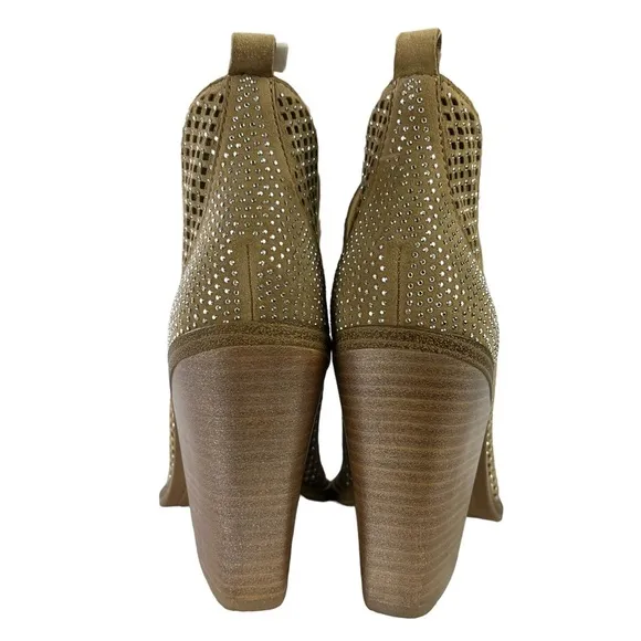 Vince Camuto Kiminni Open Toe Sparkle Leather Perforated  Bootie Womens Size‎ 8