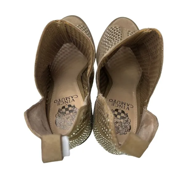 Vince Camuto Kiminni Open Toe Sparkle Leather Perforated  Bootie Womens Size‎ 8