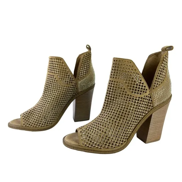Vince Camuto Kiminni Open Toe Sparkle Leather Perforated  Bootie Womens Size‎ 8