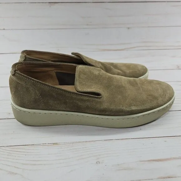 Vince Mens Size 9.5 EU 43 Beige Tan Suede Leather Slip‎ On Sneaker Shoes